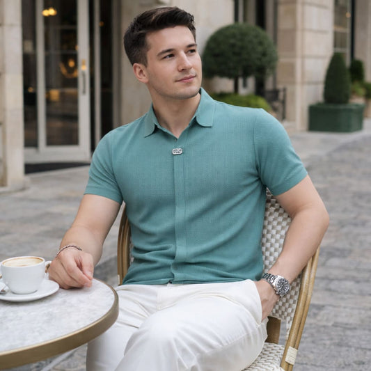 Ice Silk Zip V-Neck Polo