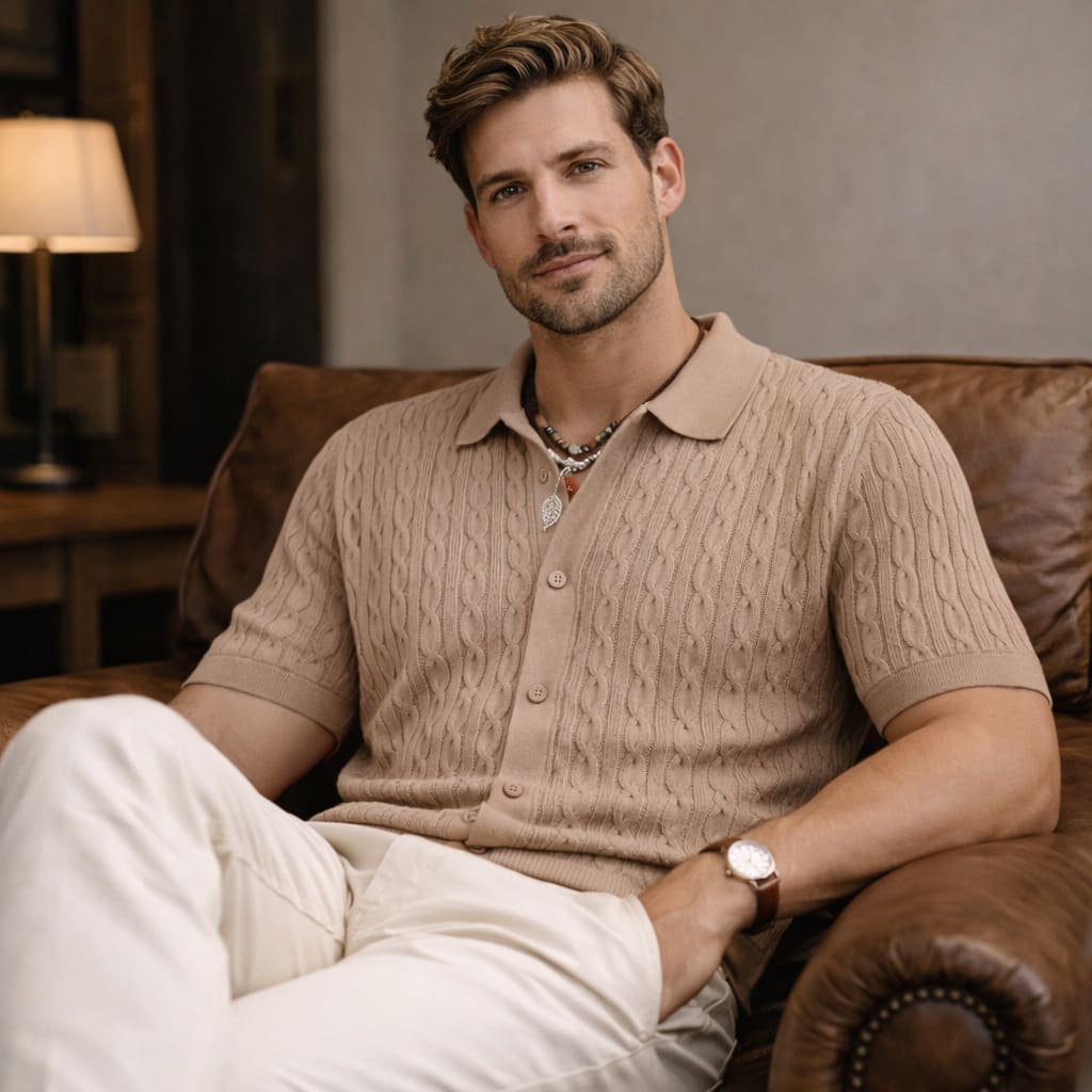 Polo de Malha Texturizada Premium