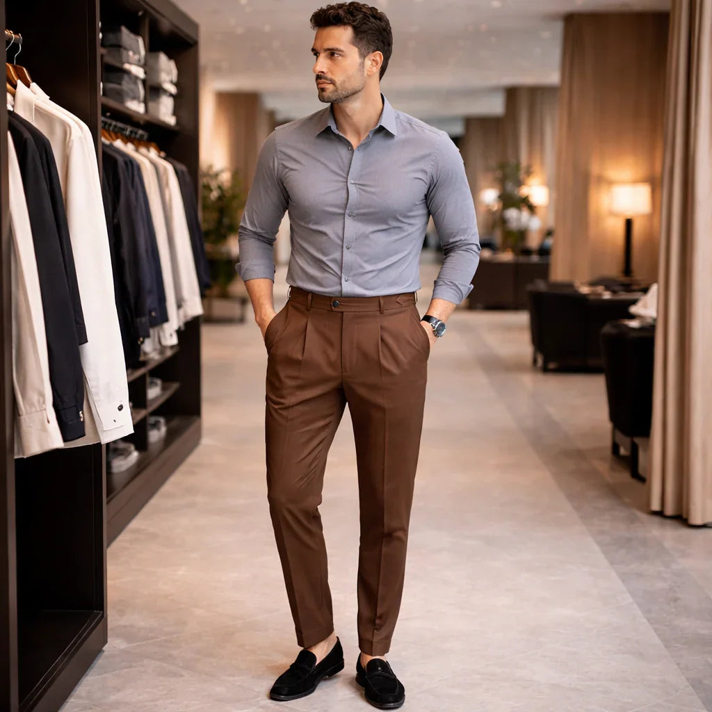 Calças com Ajuste Lateral Estilo Napolitano - Vyeto