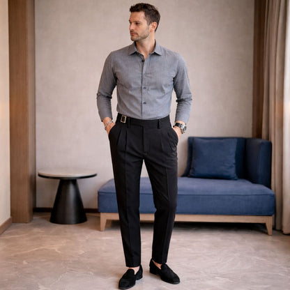 Calças de Corte Alfaiataria com Fivela na Cintura