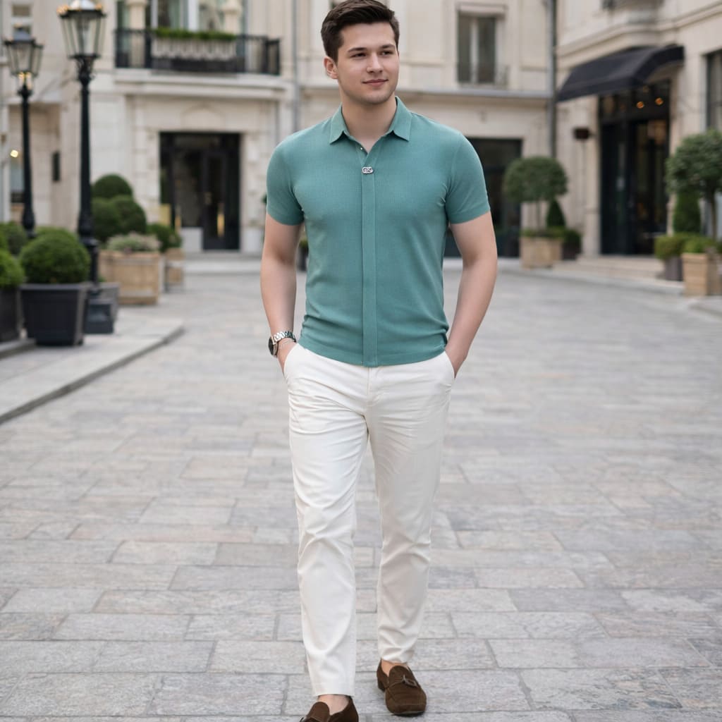 Ice Silk Zip V-Neck Polo 