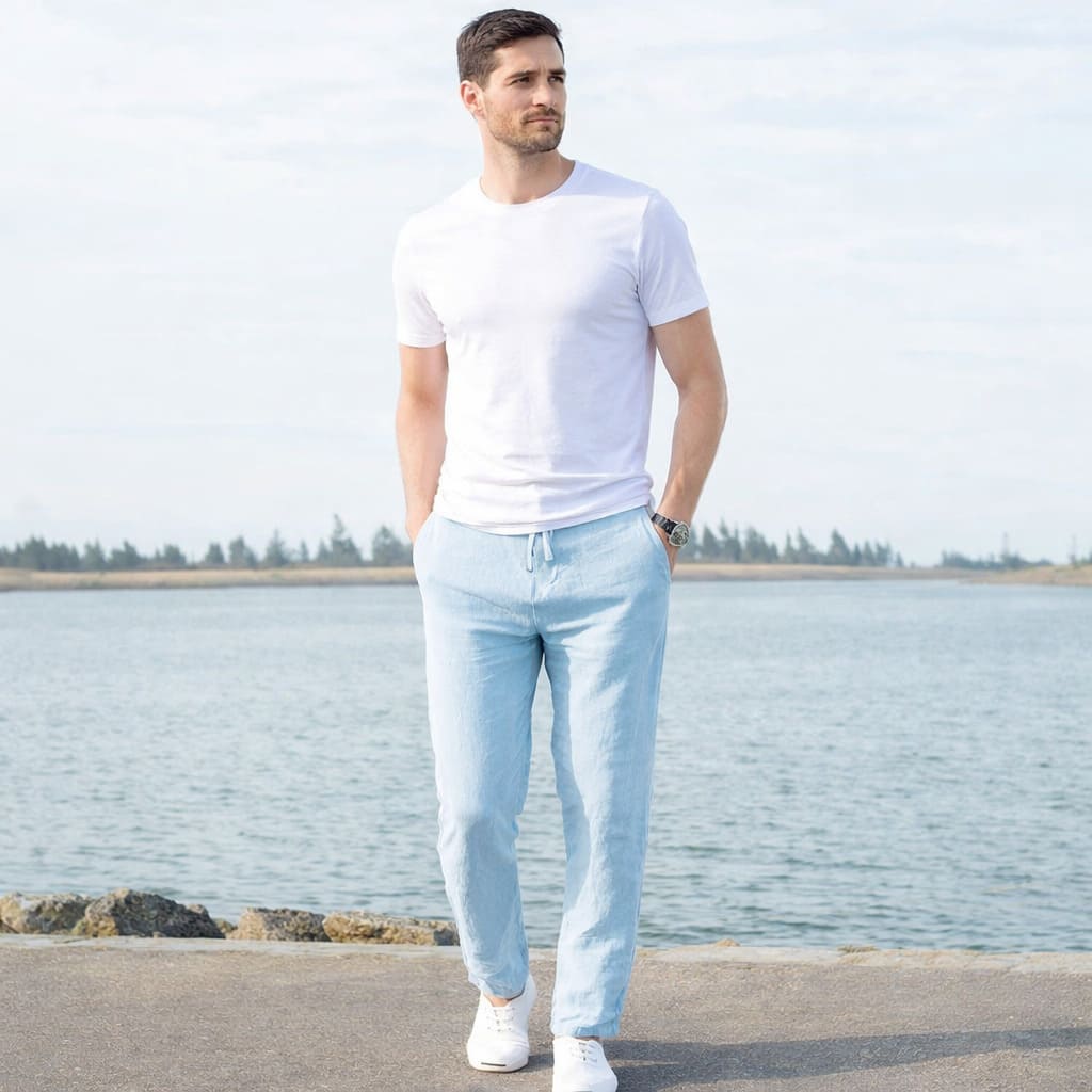 Calças de Corte Alfaiataria em Algodão e Linho