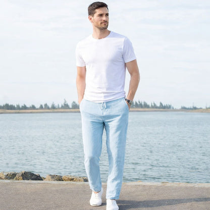 Calças de Corte Alfaiataria em Algodão e Linho