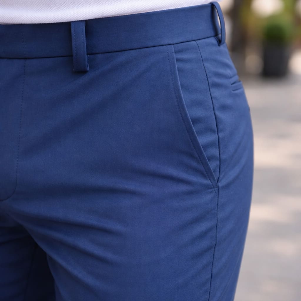 Calças de Fato com Elasticidade e Tecido Respirável