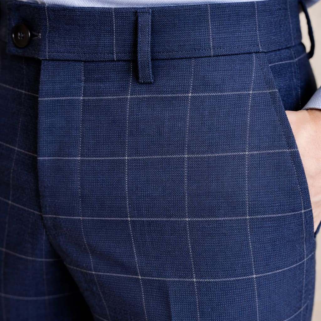 Calças de Fato Slim com Padrão Xadrez