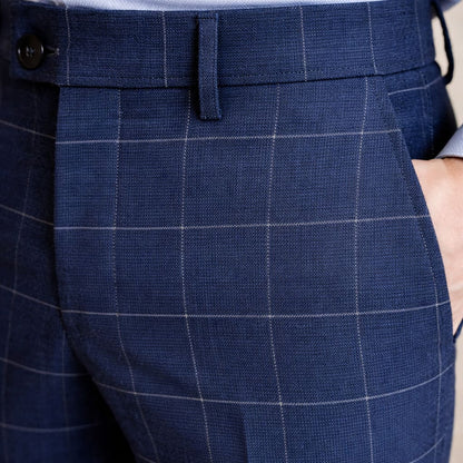 Calças de Fato Slim com Padrão Xadrez