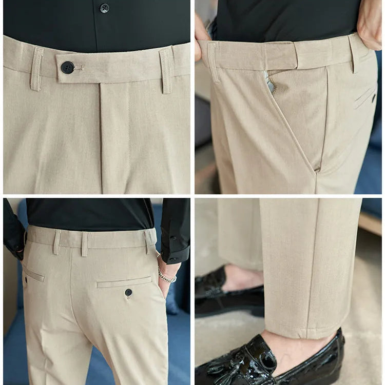 Calças de Fato Slim com Cintura Elástica - Vyeto