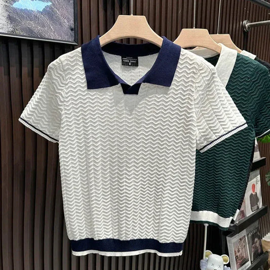 Polo de Malha Estilo Regency com Gola em V - Vyeto