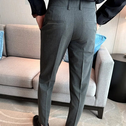 Calças de Fato com Cintura Elástica Estilo Britânico - Vyeto