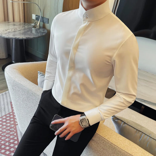 Camisa de Fato com Gola Mao - Vyeto