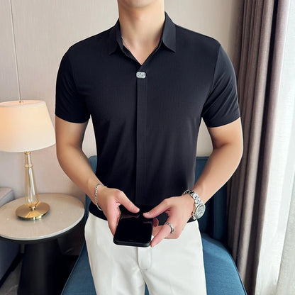 Polo Ice Silk com Fecho e Gola em V - Vyeto