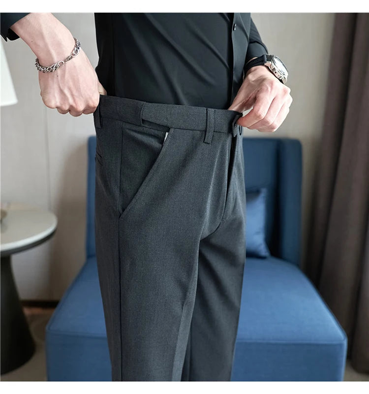 Calças de Fato Slim com Cintura Elástica - Vyeto